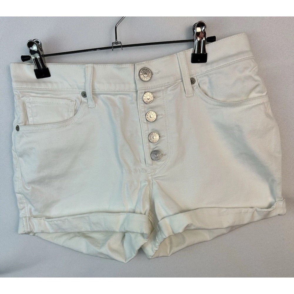 Express White Denim Button Fly Shorts Women's Sz  4